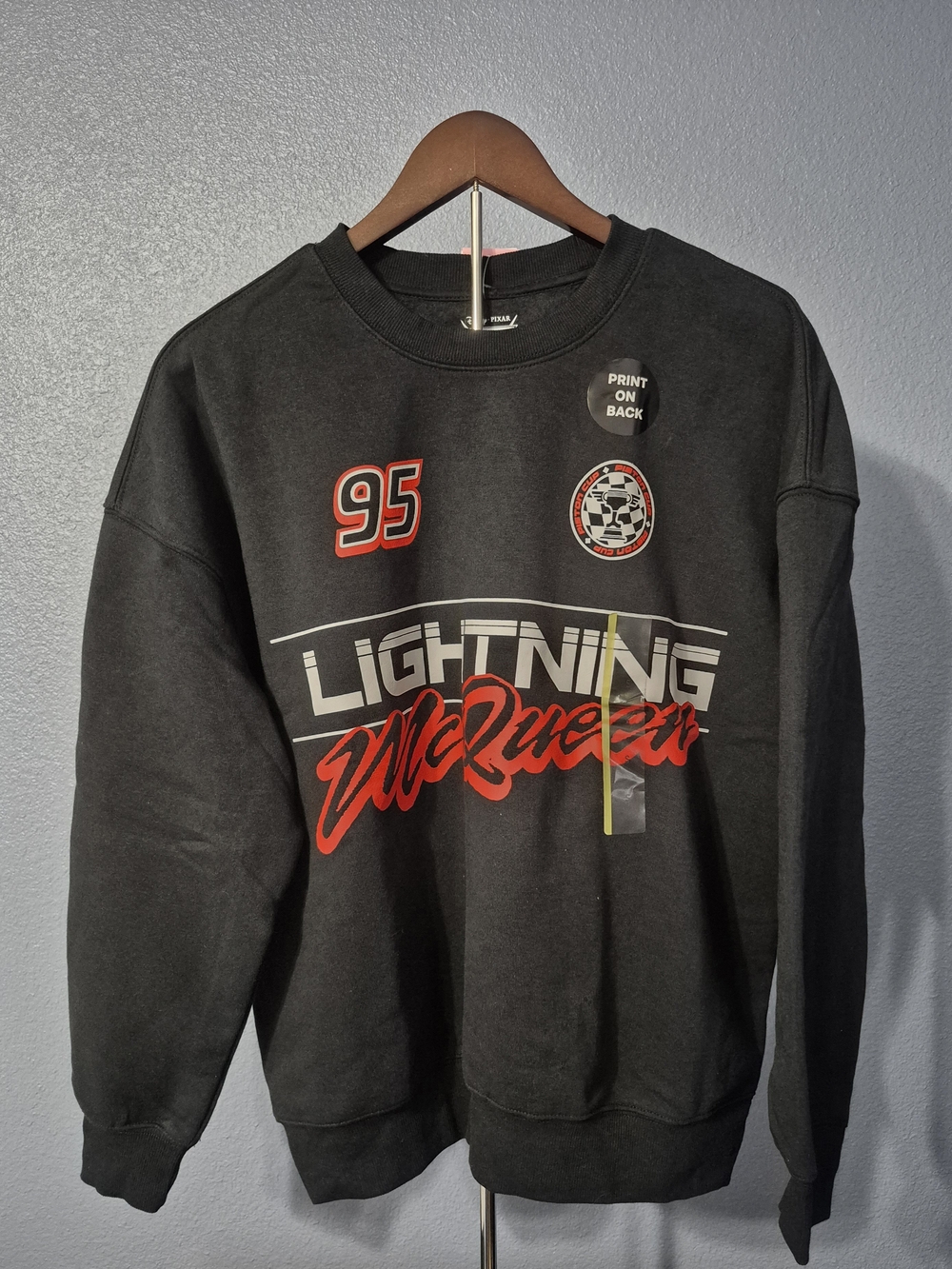 Disney Pixar Lightning McQueen Graphic Sweatshirt in Black & Red Size Small NWT